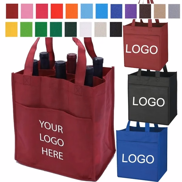 Non-Woven 6 Bottle Wine Tote Bag
