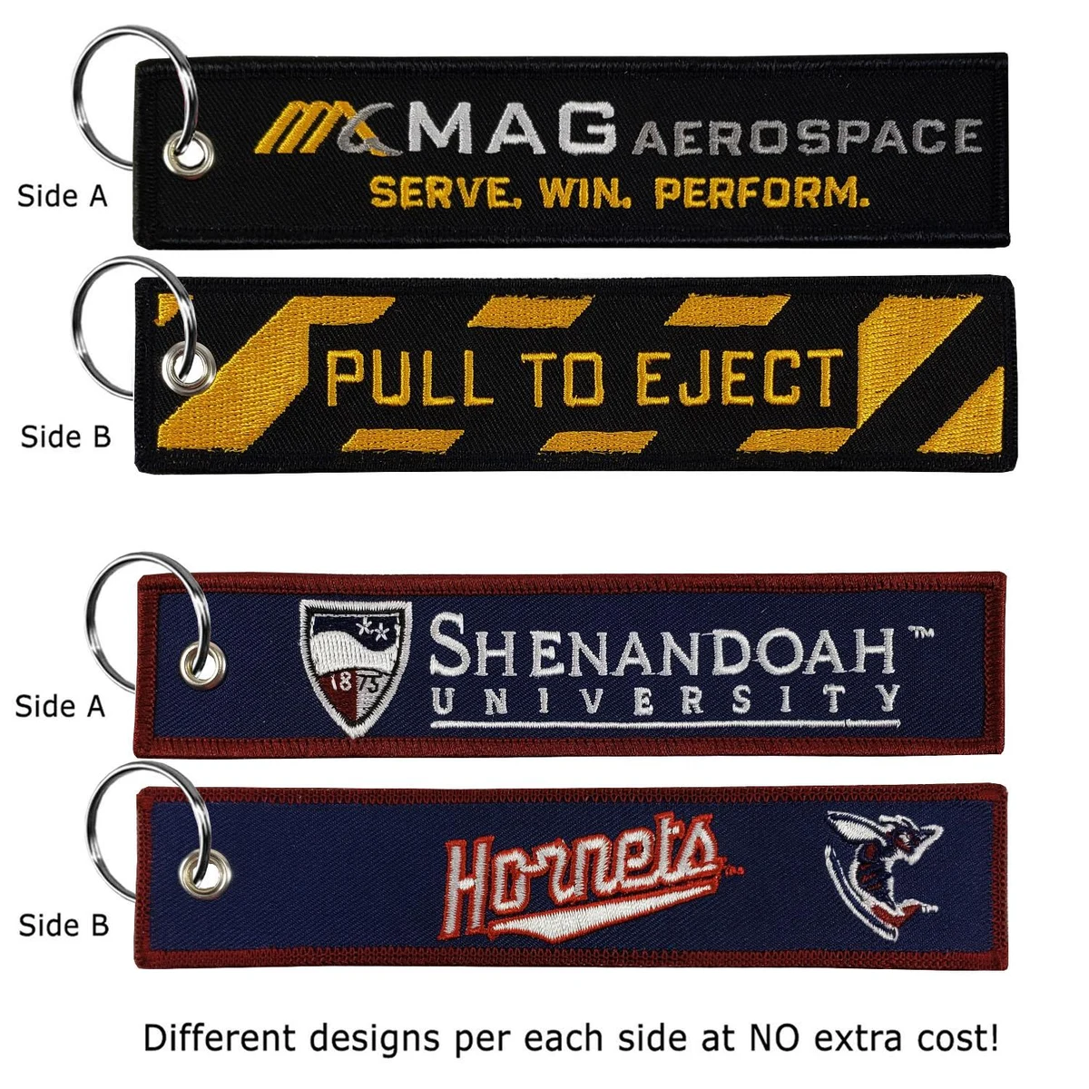 1 ¼" x 6 ¼" Two Sided Embroidered Big Size Key Ring 1