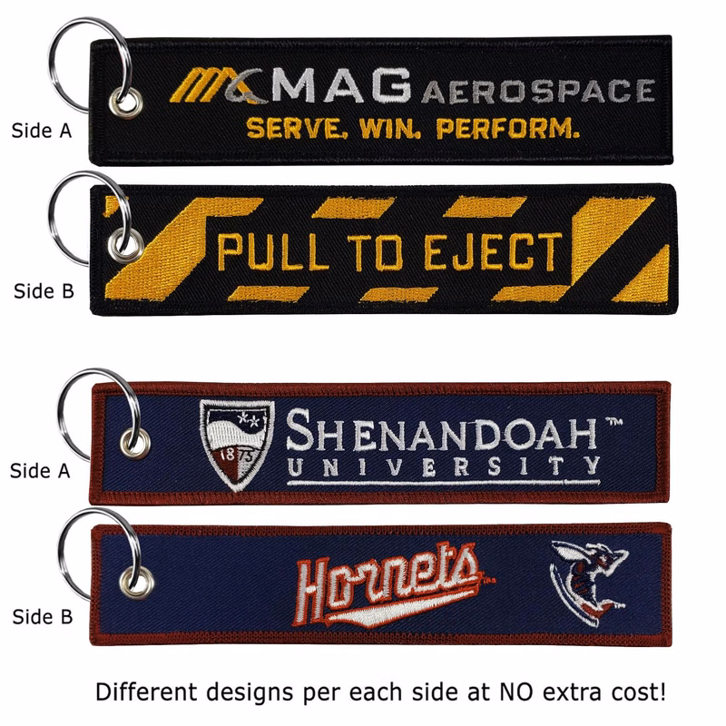 1 ¼" x 6 ¼" Two Sided Embroidered Big Size Key Ring