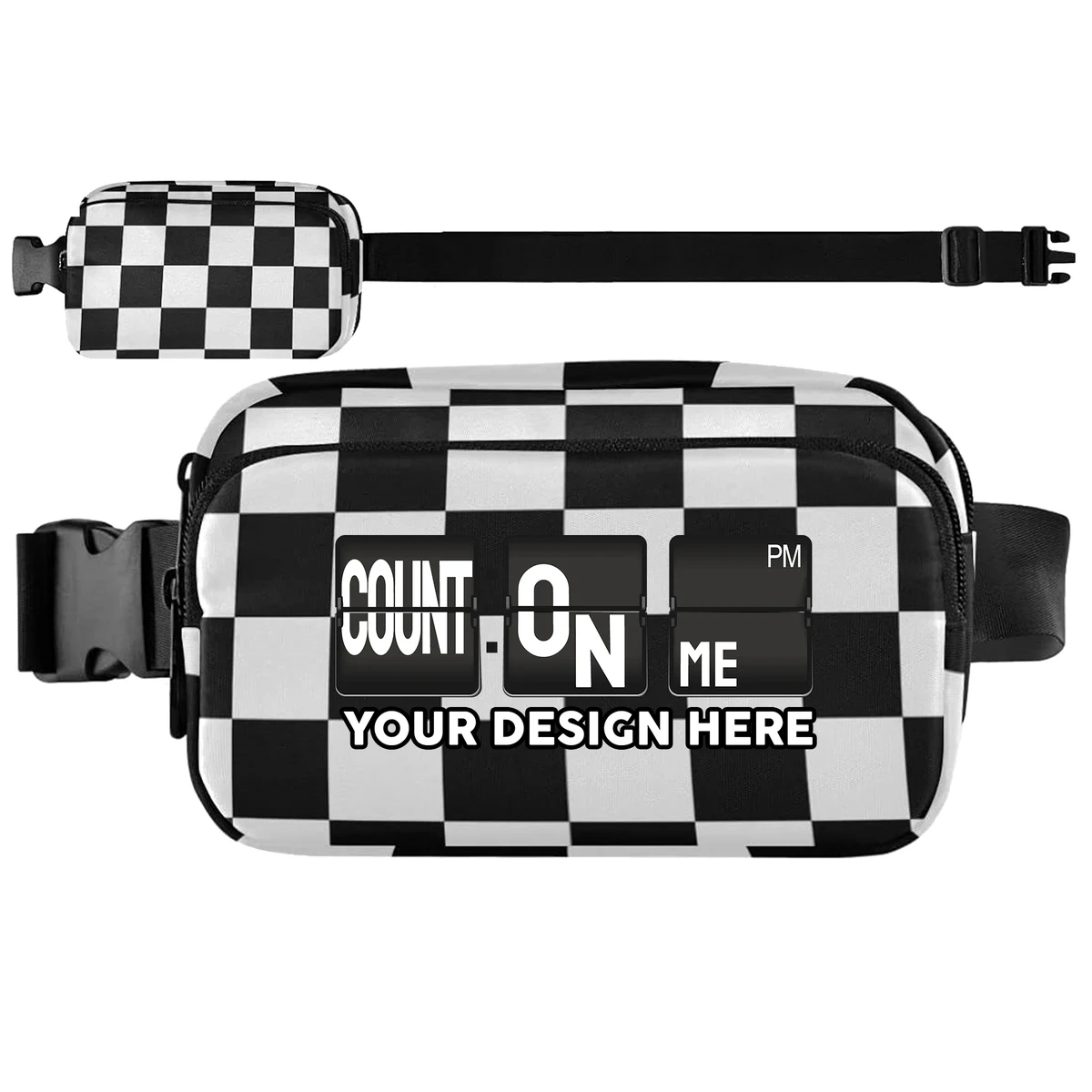 Black and White Checkered Waist Bag 1