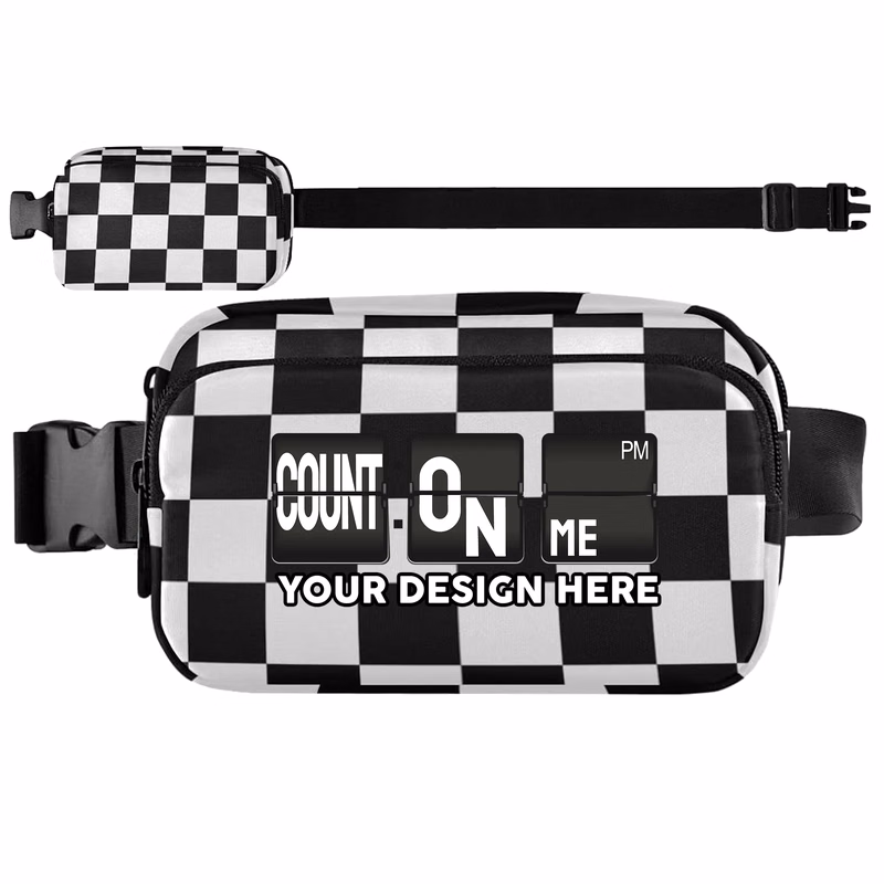 Black and White Checkered Waist Bag