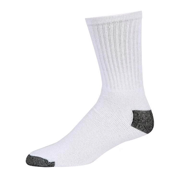 Adult Crew Sports Socks - White with Black Size 9-11