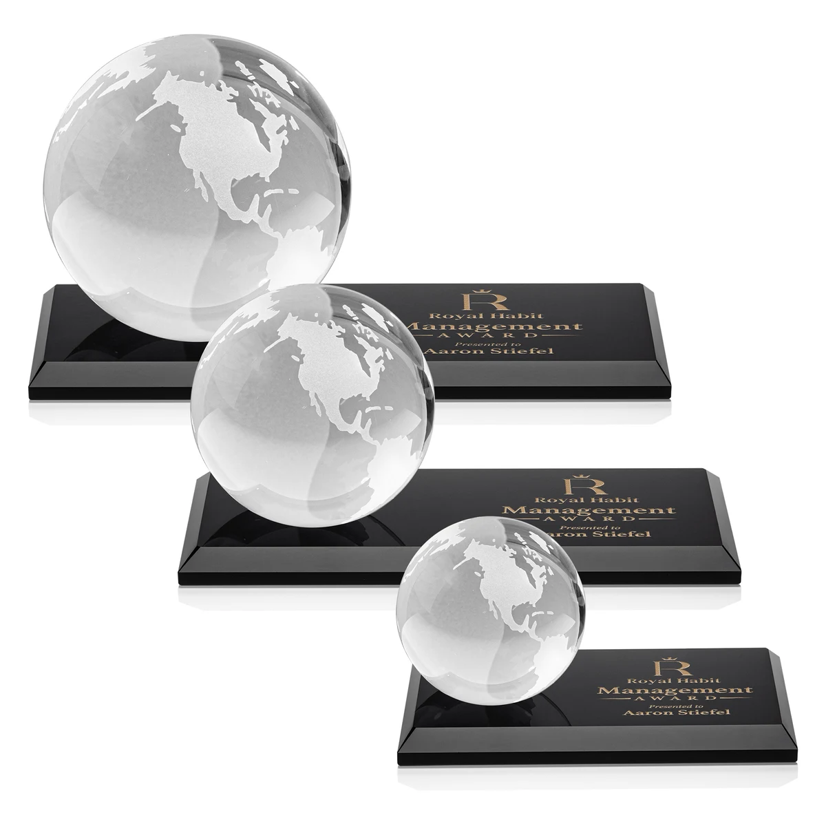Globe Award on Rectangle Base - Black 1