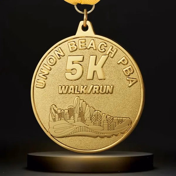 2 1/2" Custom Die Cast Shiny w/Sandblast/Textured Background Medals.