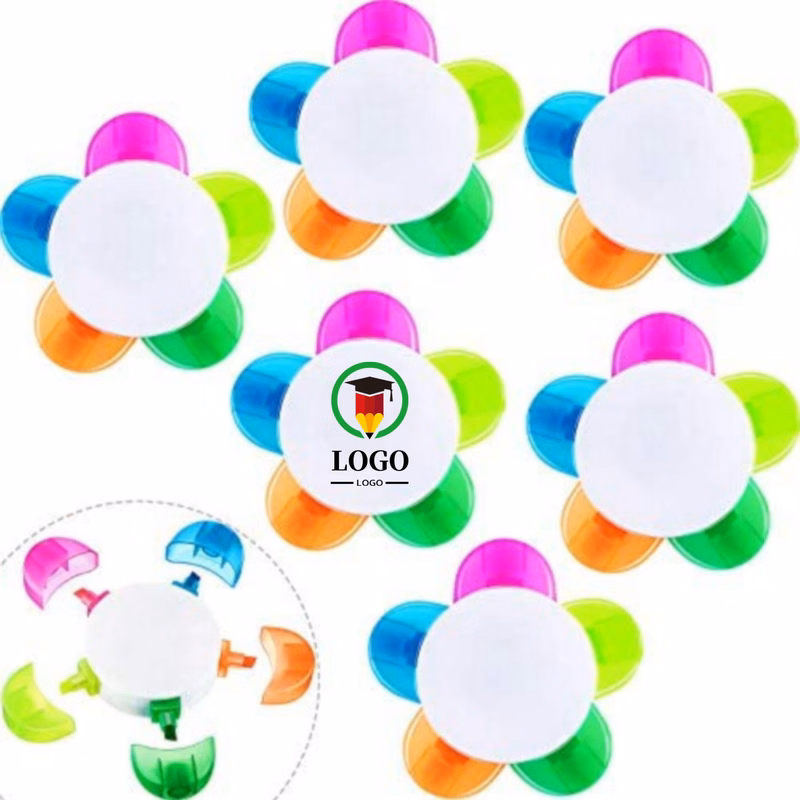 5-In-1 Fluorescent Pens Flower Shape Highlighter Pens