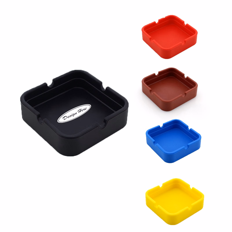 Shock-Resistant Silicone Square Ashtray with Heat Resistance