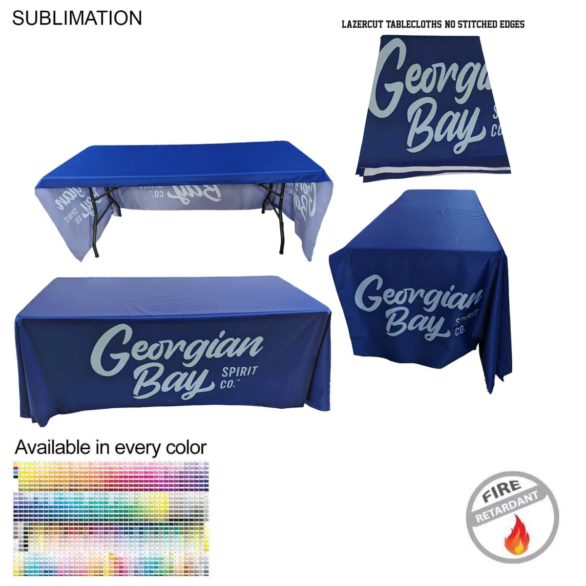 6' LazerCut 3-Sided PREMIUM Sublimated Tablecloth, Drape Style, Open Back 1