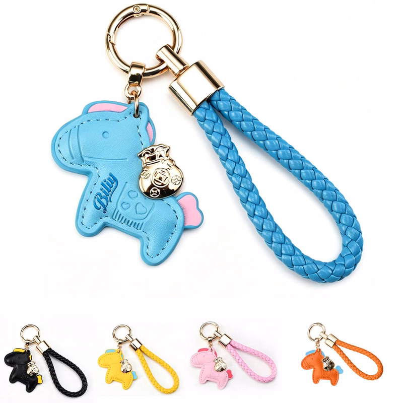 Faux Leather Pony Keychain