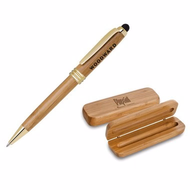 Eco-Friendly Bamboo Pen Set (Gold Trim Pen)