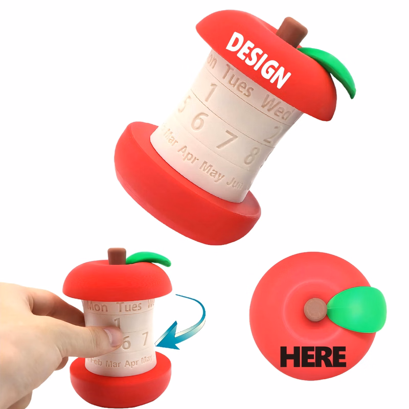 Creative Rotating Apple Perpetual Calendar Desk Decor Gift