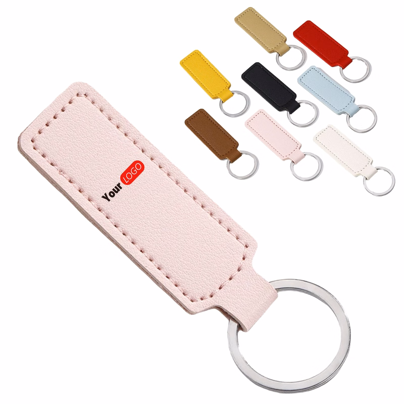 Square PU Leather Key Ring