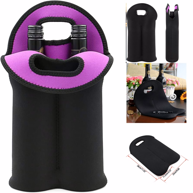 Two Bottle Insulated Neoprene Wine Water Bottle Holder
