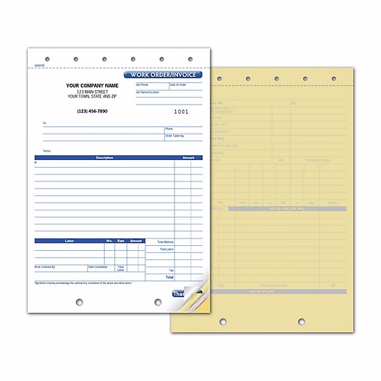 Work Order Invoice, Carbonless