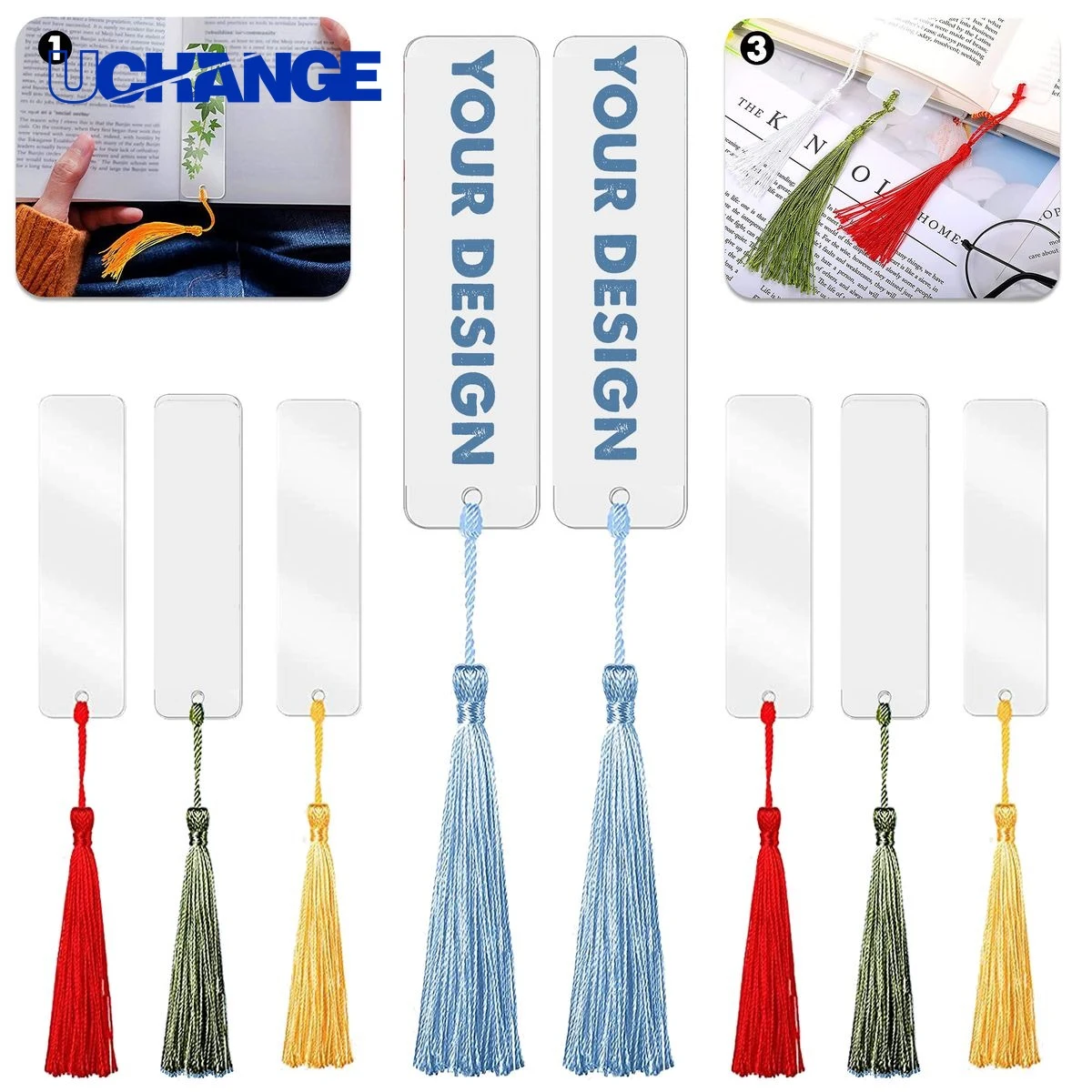 Transparent Acrylic Bookmark with Tassel 1