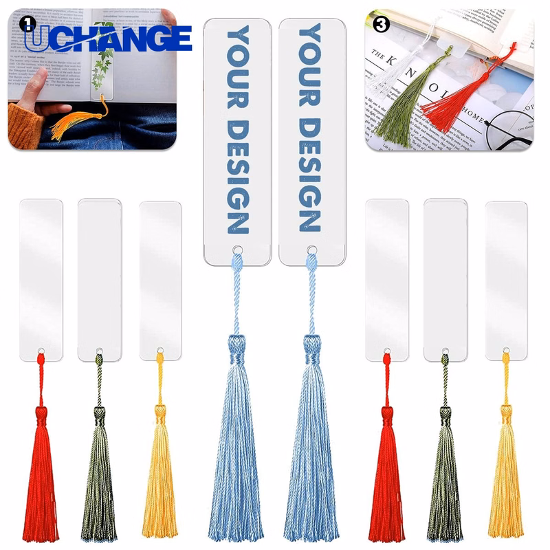 Transparent Acrylic Bookmark with Tassel
