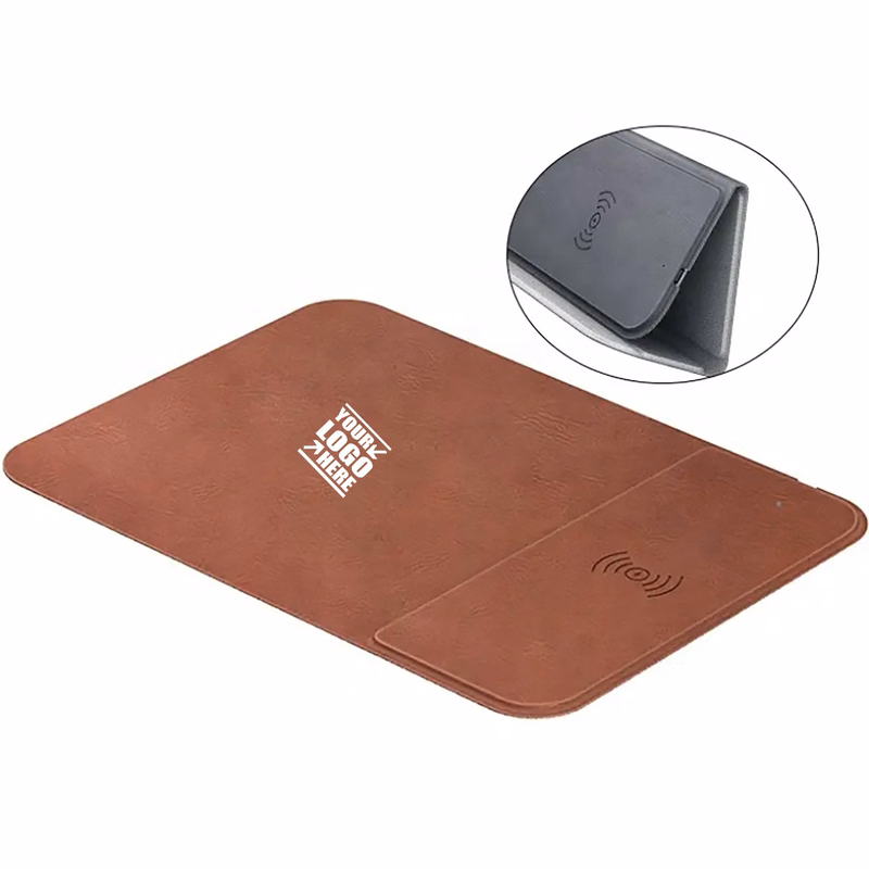 2 In 1 Pu Leather Folding Mouse Pad Wireless Charger