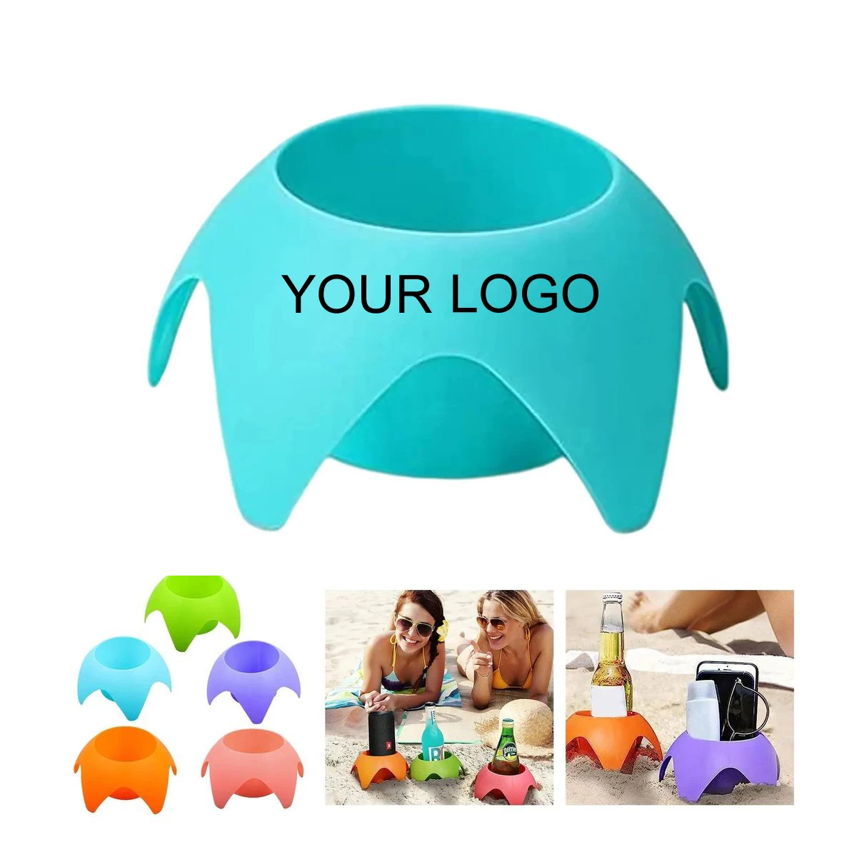 Stackable Beach Sand Cup Holders Drink Coasters in Vibrant Colors 1