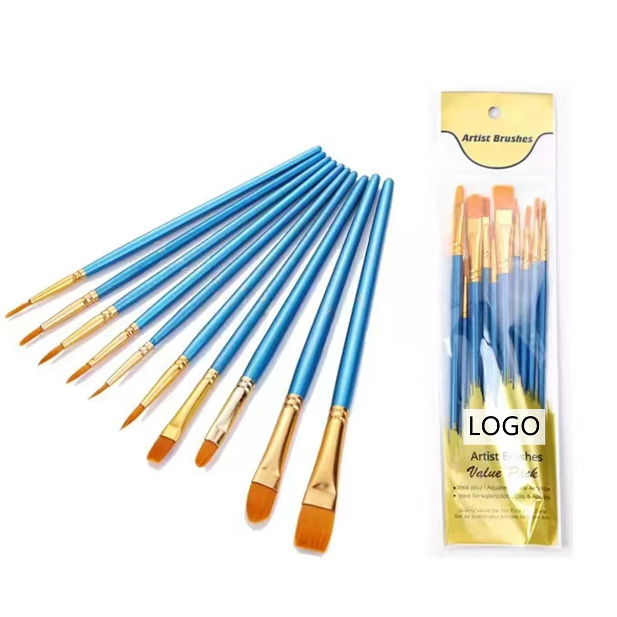 Round Pointed Tip Paint Brushes Set Pack 10 1
