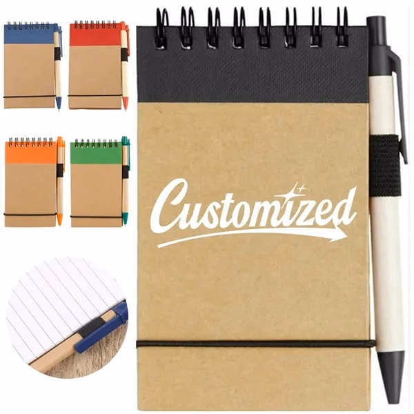 Custom Canvas Pocket Notebook with Pen — Full-Color Trade Show Journal