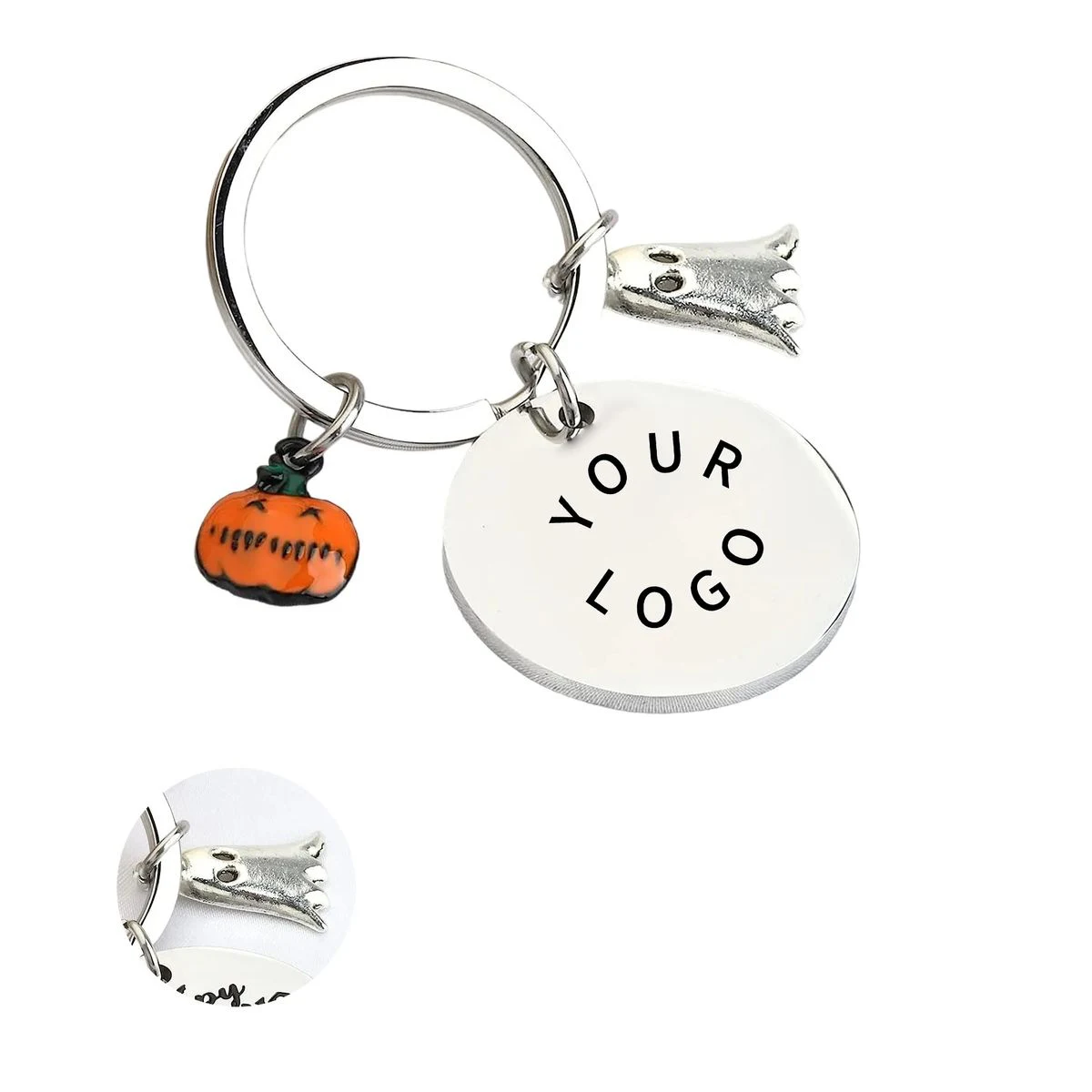 Mini Pumpkin Ghost Halloween Keychain 1