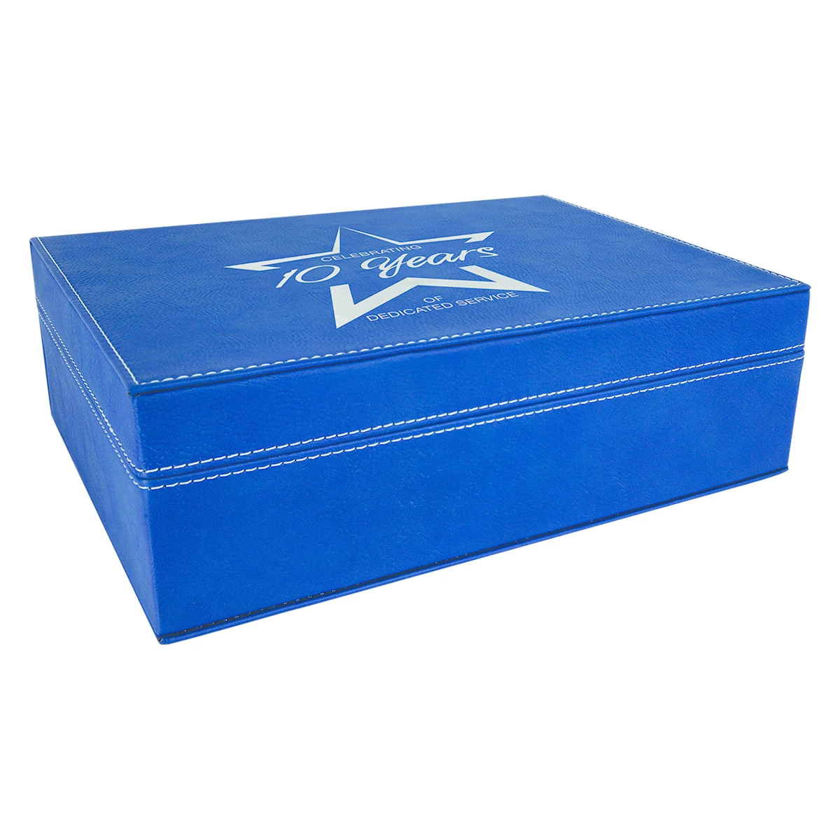 10 1/4" x 7 1/2" Blue/Silver Leatherette Premium Gift Box 1