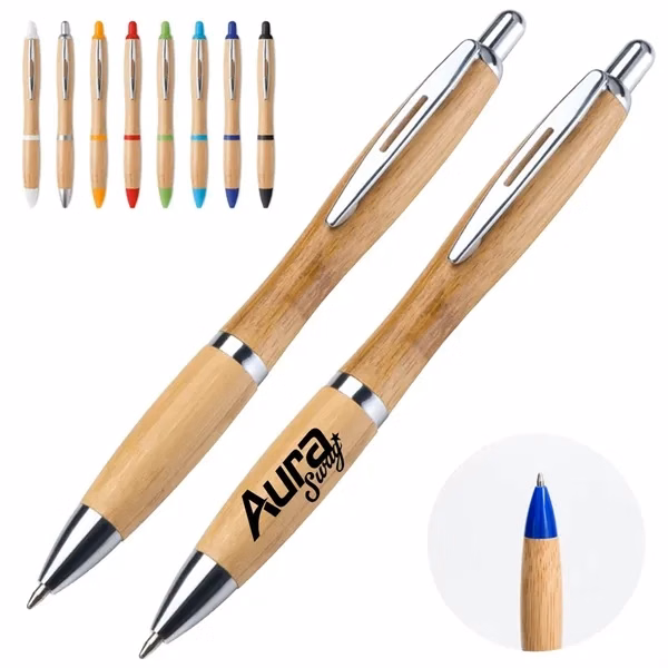 Custom Bamboo Click Ballpoint Pen Eco Friendly — Sustainable Office Writing Promo