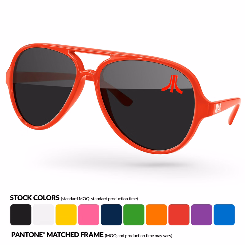 Aviator Sport Sunglasses w/ Corner Lens and Arm Imprints