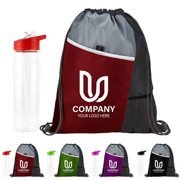 Drawstring bag & water bottle gifts set 1