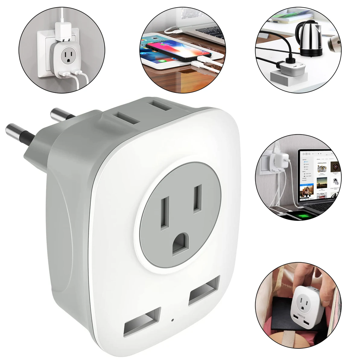 Travel Plug Adapter with USB 1