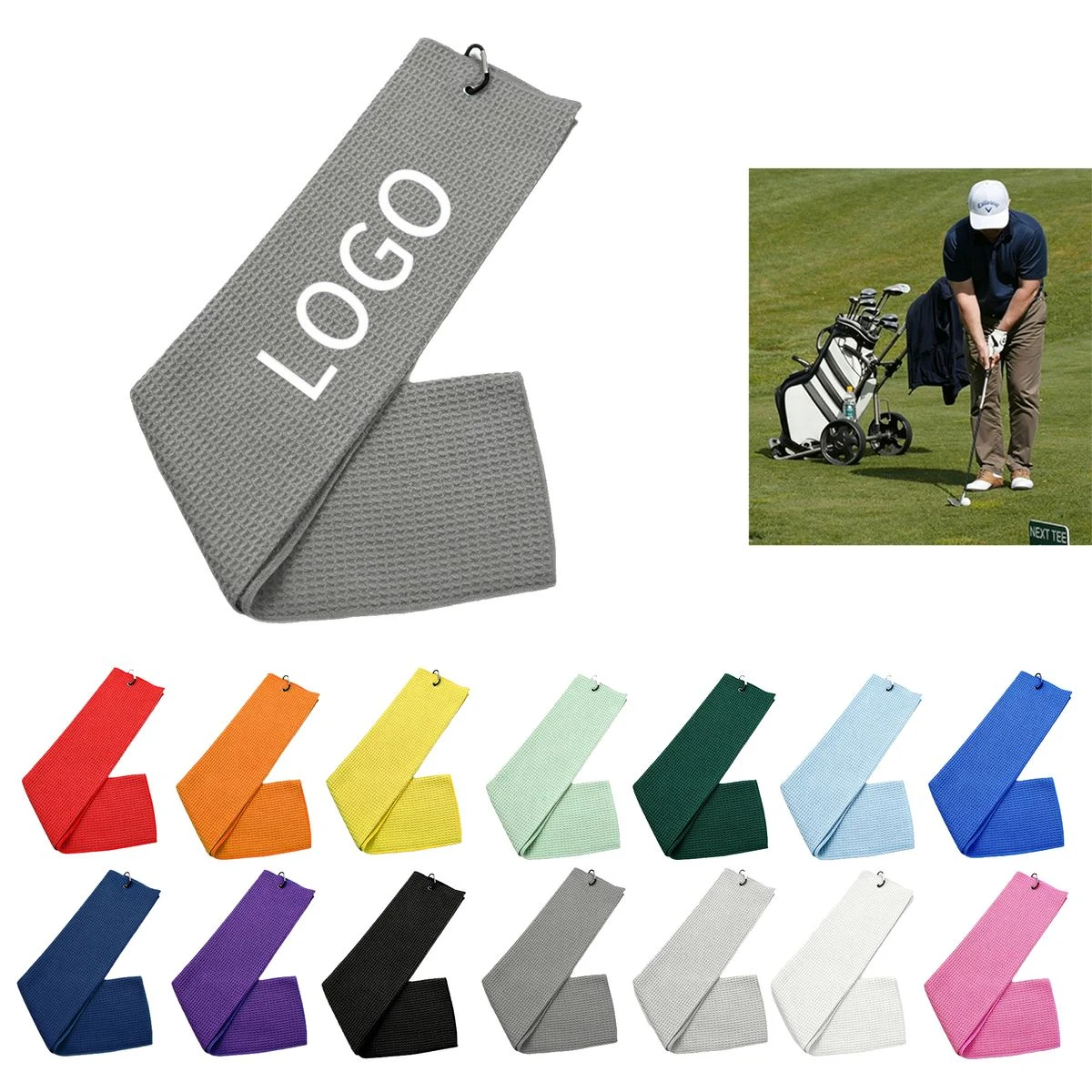 3 Hole Golf Towel with Carabiner 1