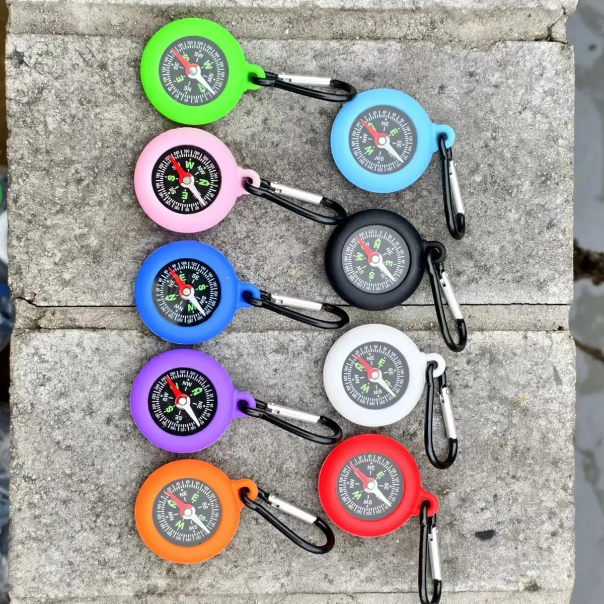 Pendant Silicone ABS Compass with Hanging Carabiner 1