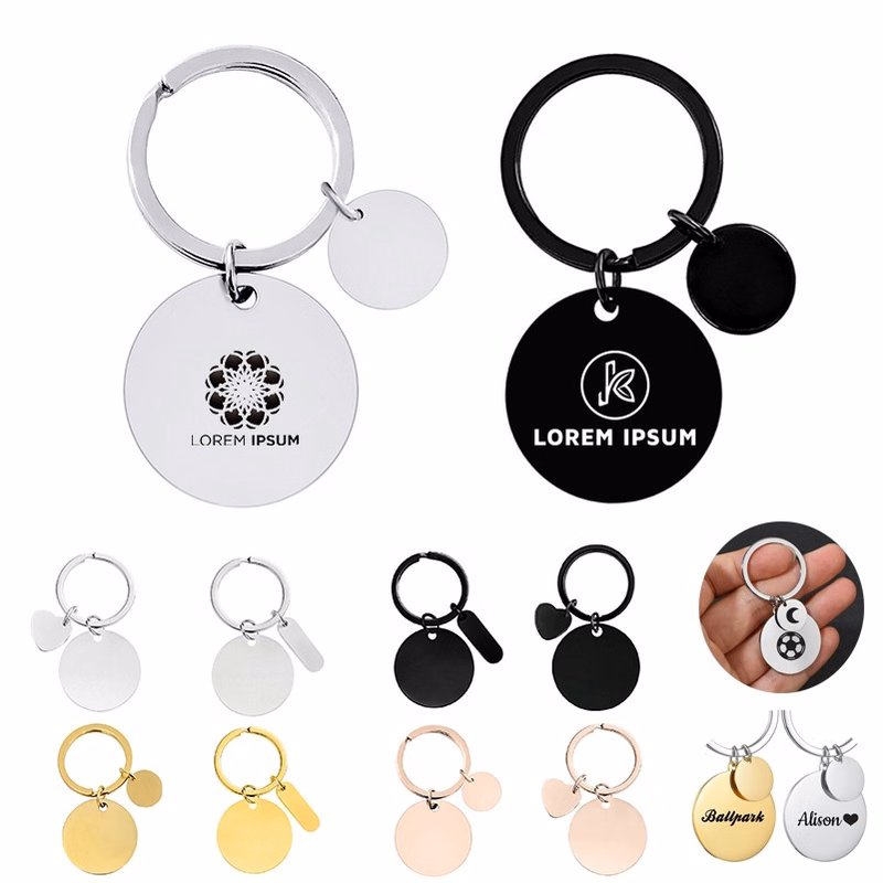 Metal Keychain With Round Tag Pendant