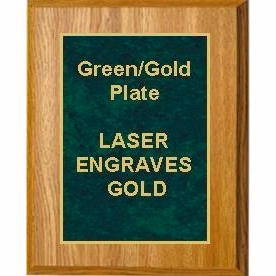 8" x 10" Oak Finish Plaque with a Green Marble Designer Plate