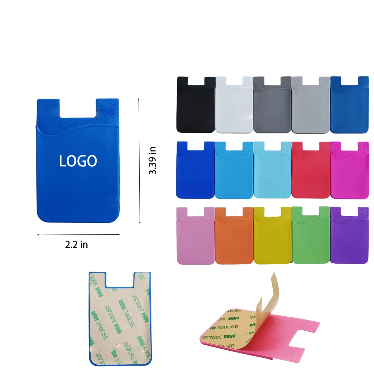 Single-Layer Silicone Card Holder With Adhesive Backing 1