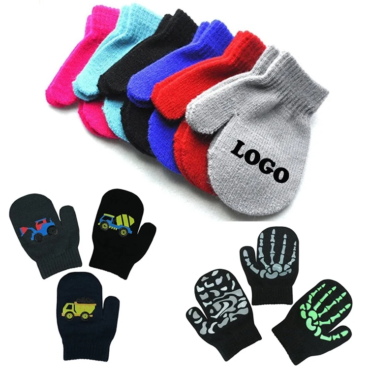 Acrylic Knitted Solid Color Gloves For Kid's /Children-Mitten Style 1