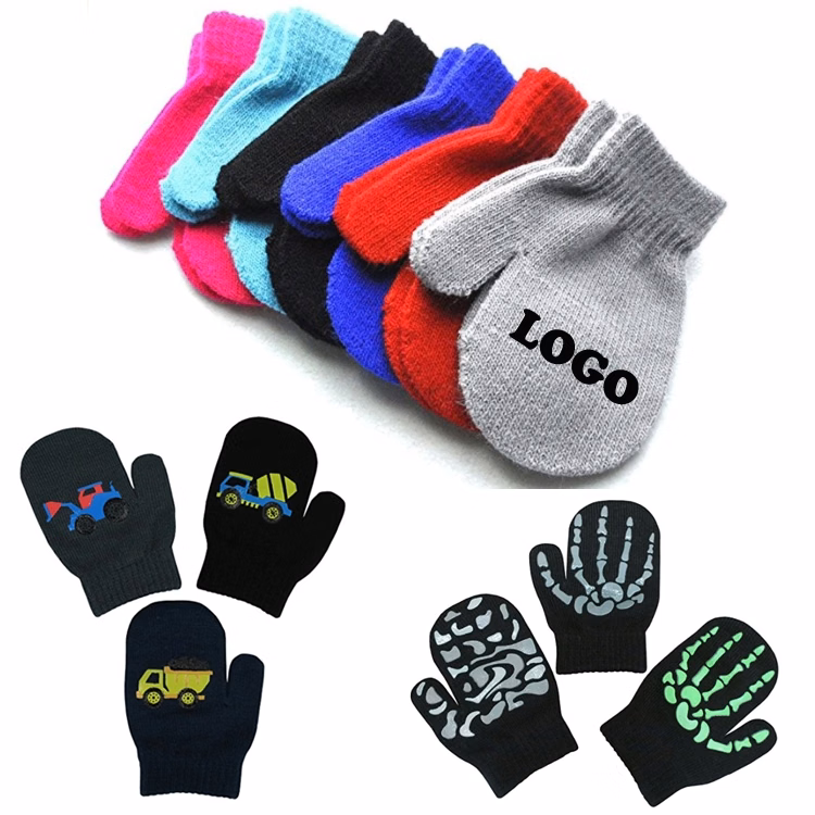 Acrylic Knitted Solid Color Gloves For Kid's /Children-Mitten Style