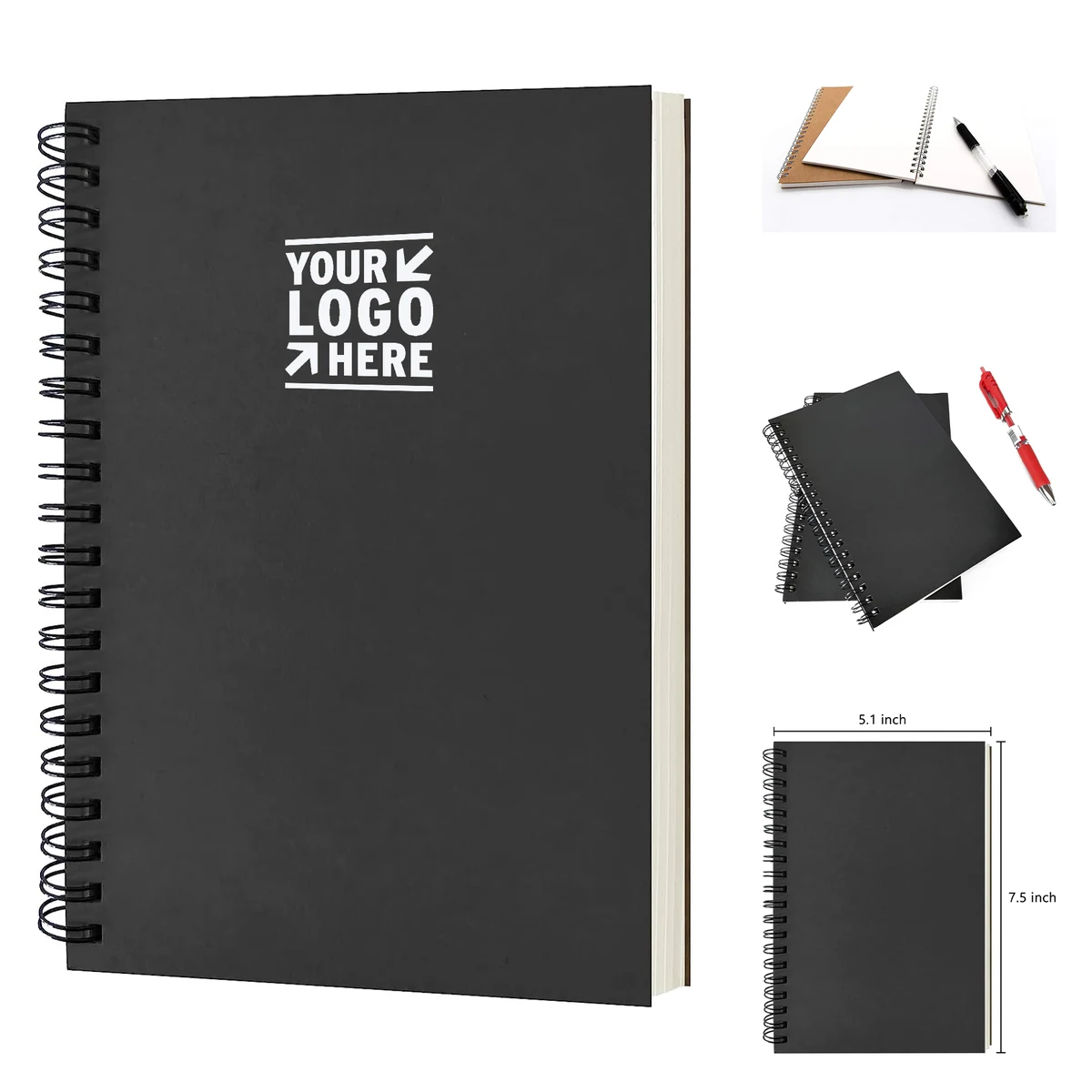 7.5" x 5.1" 50 Sheets Blank Spiral Notebook 1