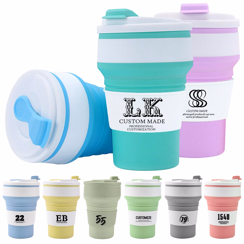 12 OZ Silicone Telescopic Folding Cup With Lid