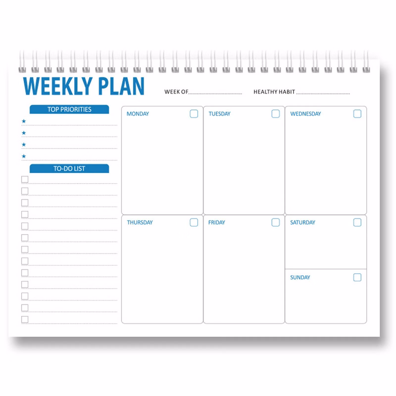Paper Time management humbucker weekly planner