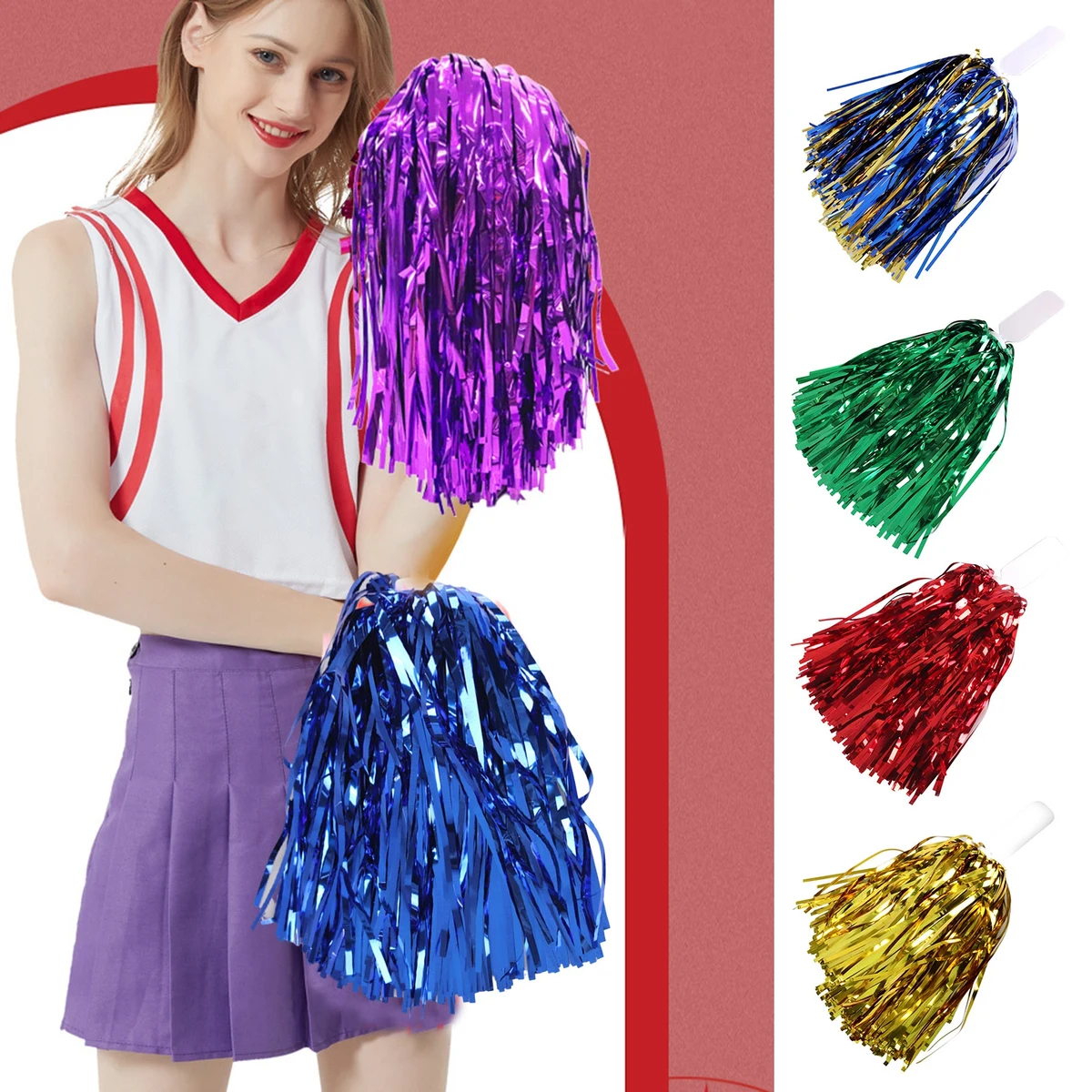 Cheerleading Metallic Foil Pompoms 1