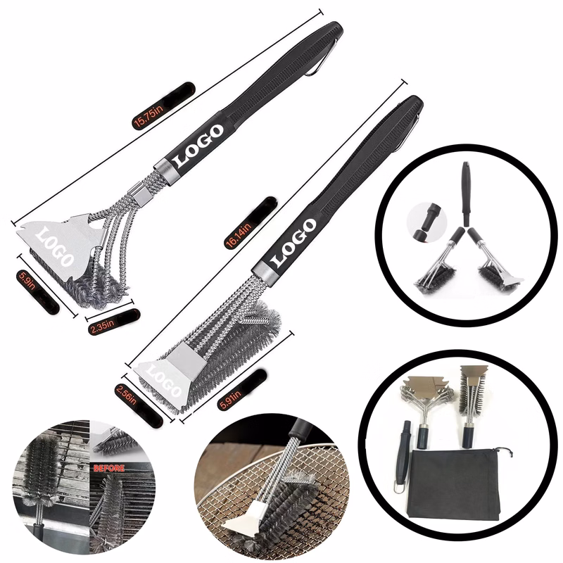 Replaceable Brush Head Stainless Steel Grill BBQ Tool