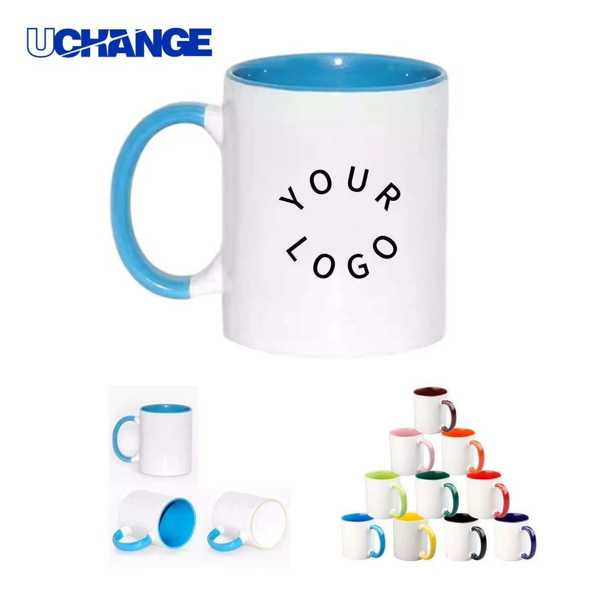 Ceramic Mug Drinkware with Colored Rim and Handle 1