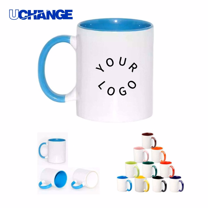 Ceramic Mug Drinkware with Colored Rim and Handle