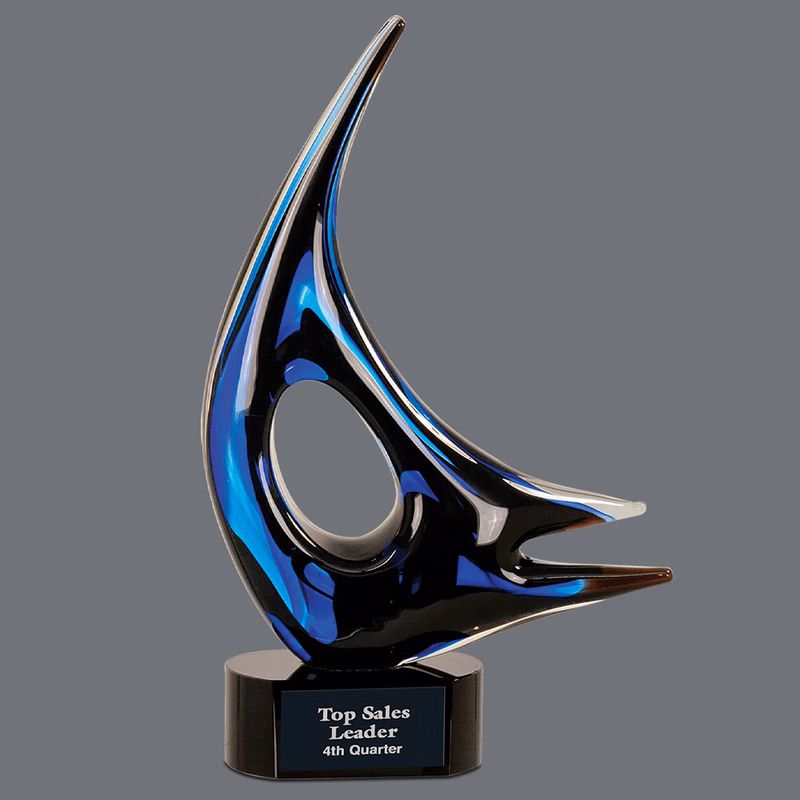 14 1/4" Blue Sail Art Glass