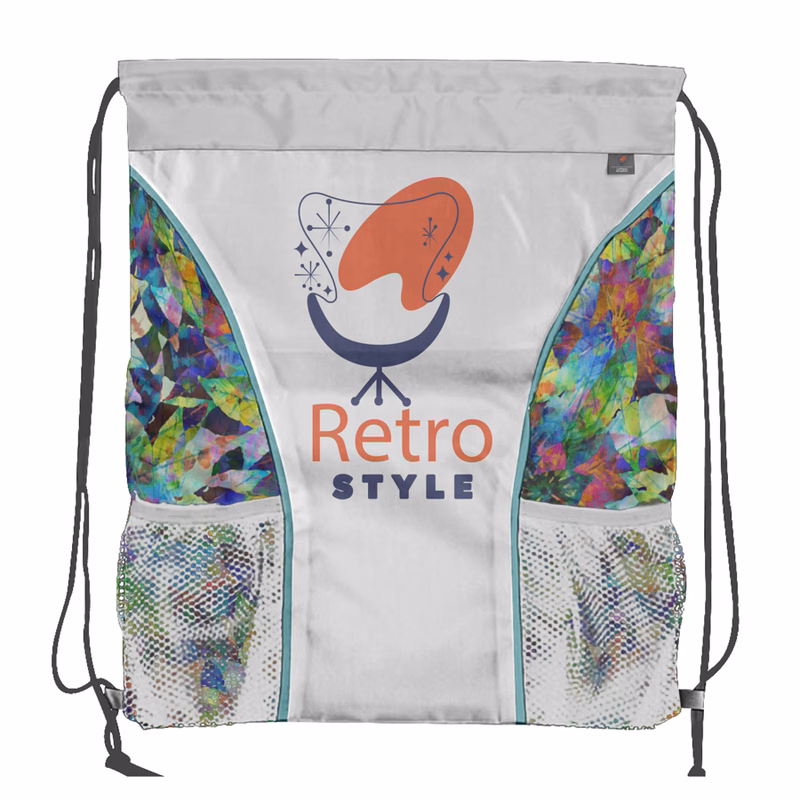 Sublimation Multi-Panel Polyester Drawstring Bag w/ Bottle