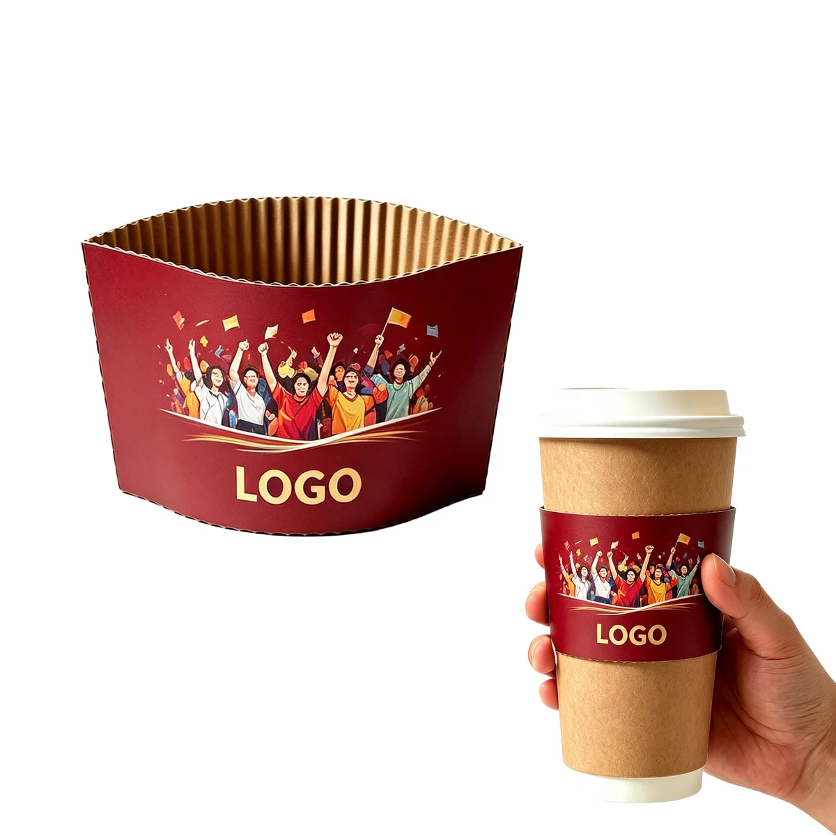 Custom Corrugated Paper Cup Sleeve 1
