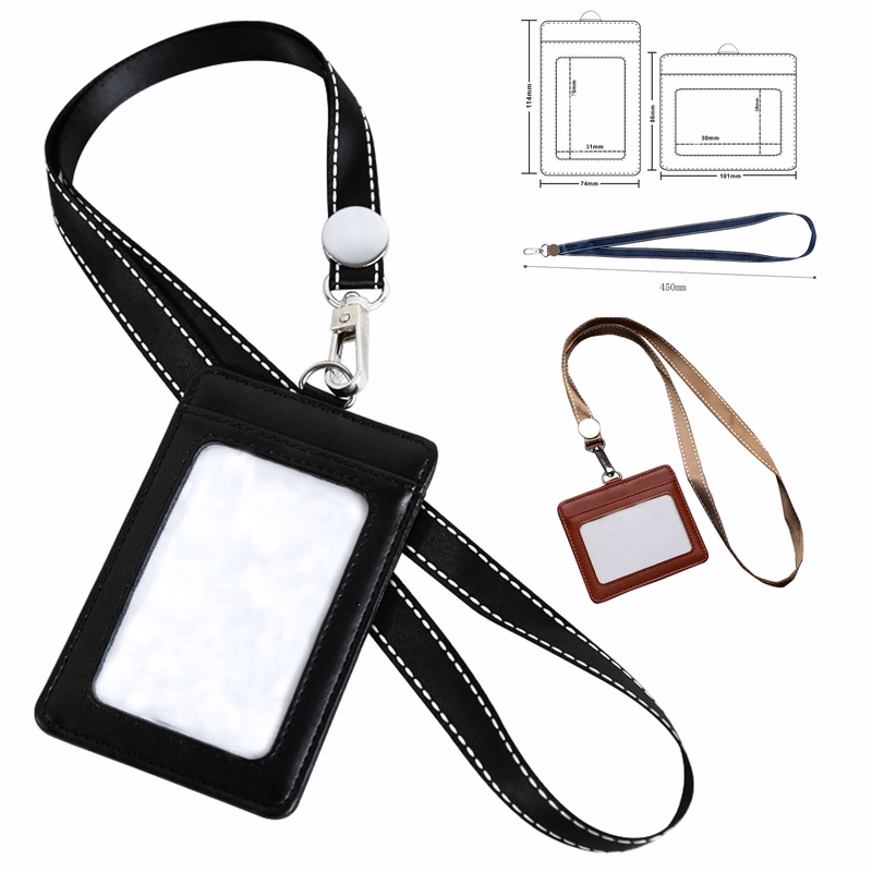 Leather Badge Holder With Lanyard