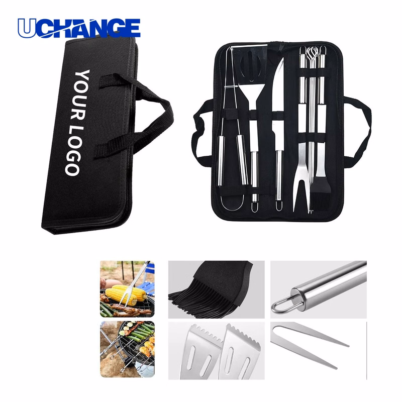 9 Piece Stainless Steel BBQ Tool Set Kit with Storage Bag