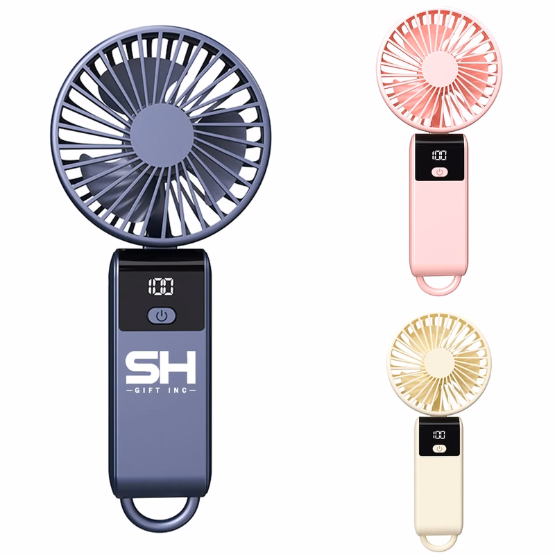 USB Rechargeable Foldable Fan with Real-Time Electricity Display