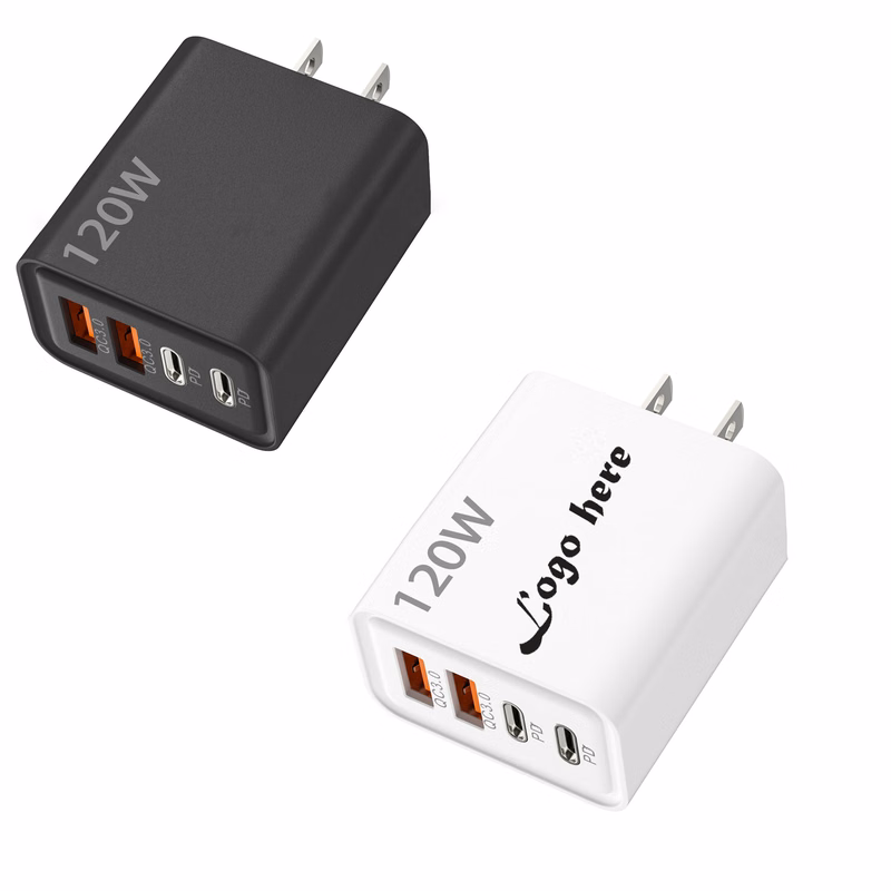 4-Port 120W Fast Charging Block Dual USB-C And USB-A dapter